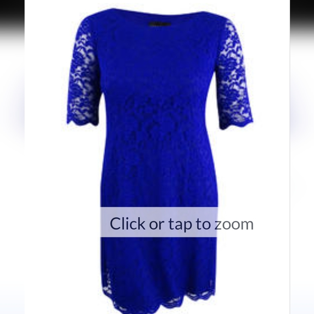 Connected Apparel Blue Lace Sheath Dress